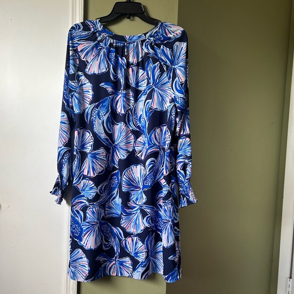 Lilly Pulitzer Navy Blue Floral Shift Dress Sz M - Picture 2 of 10